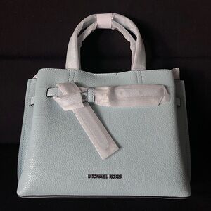 Michael Kors Emilia Small Pebbled Satchel Vista Blue